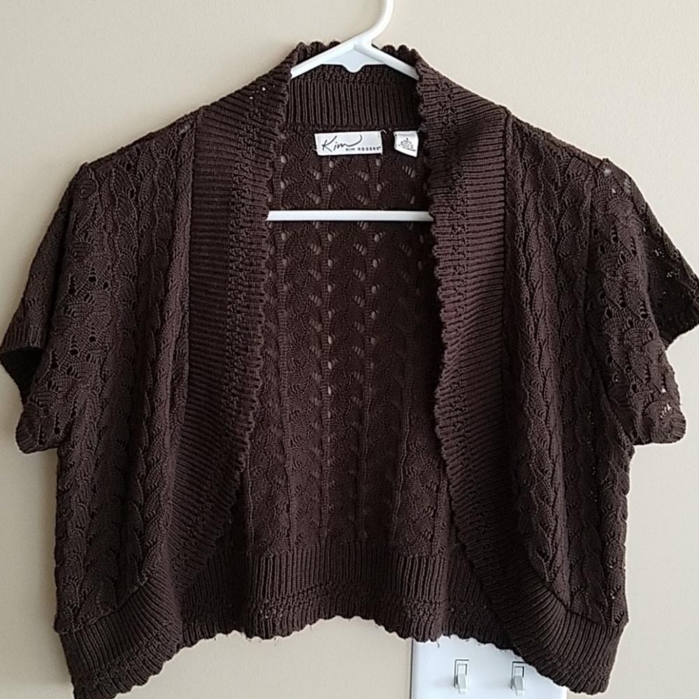 Brown cap-sleeve sweater